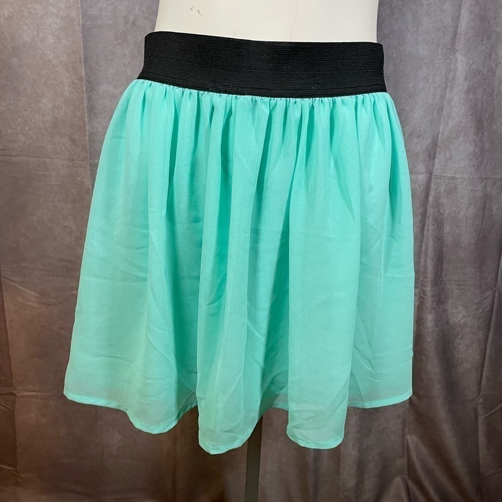 Forever 21 Blue And Black Stretchy Elastic Waistband Skirt- Size Medium